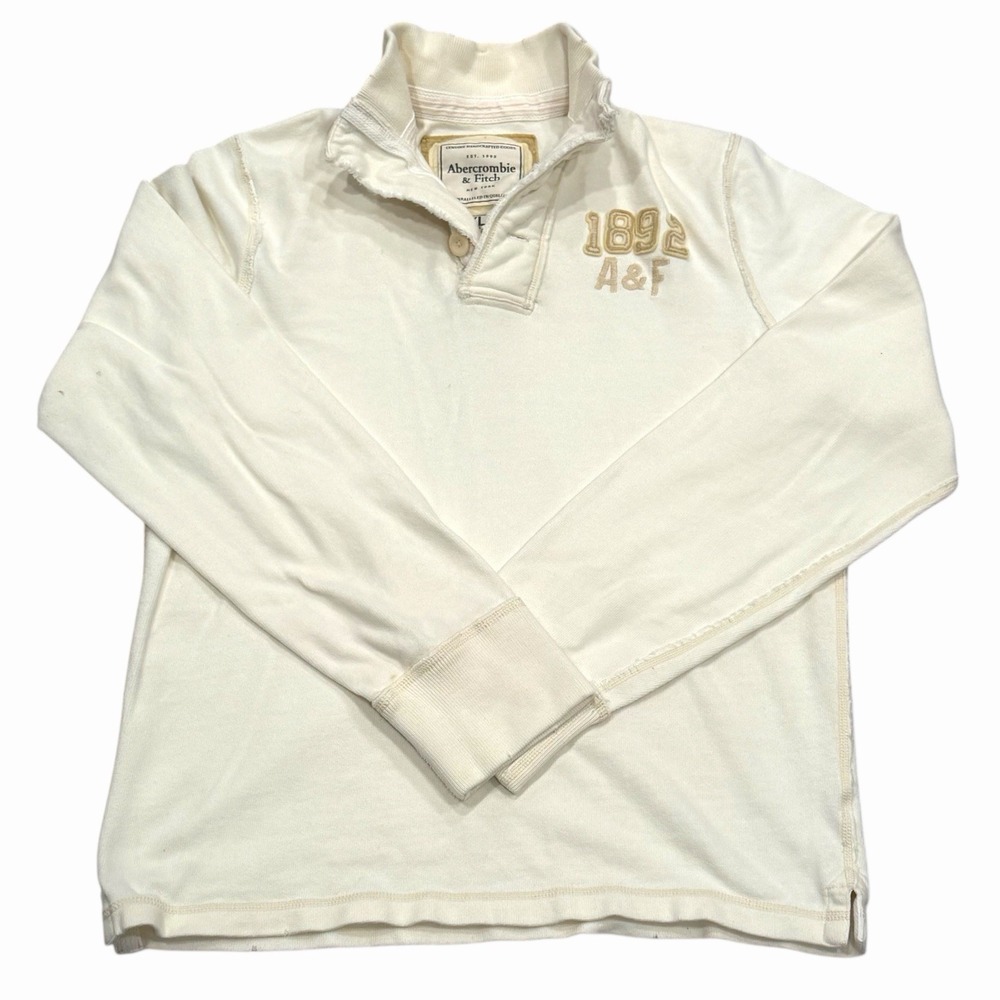 VTG Abercrombie & Fitch 1892 Y2K Distressed Mens‎ Pullover 1/4 Button Size XL